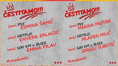 POBJEDNICI NAGRADNE IGRE imassrece (FBiH/RS)